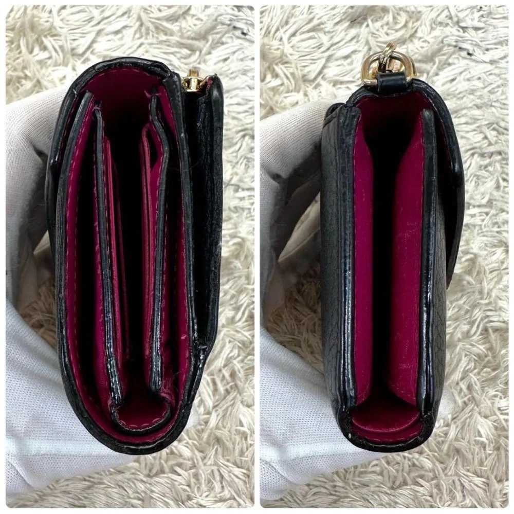 Dior Black Leather Wallet with Gold Accents